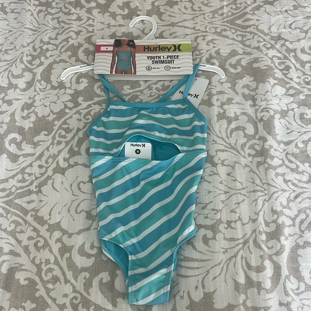 NWT Girls Hurley X Youth 2 piece Black Tankini Set